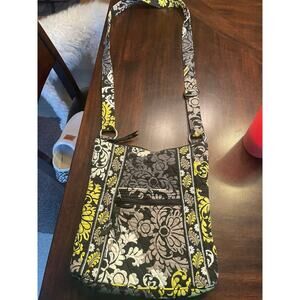 Vera Bradley Baroque Cross body purse Black yellow hipster